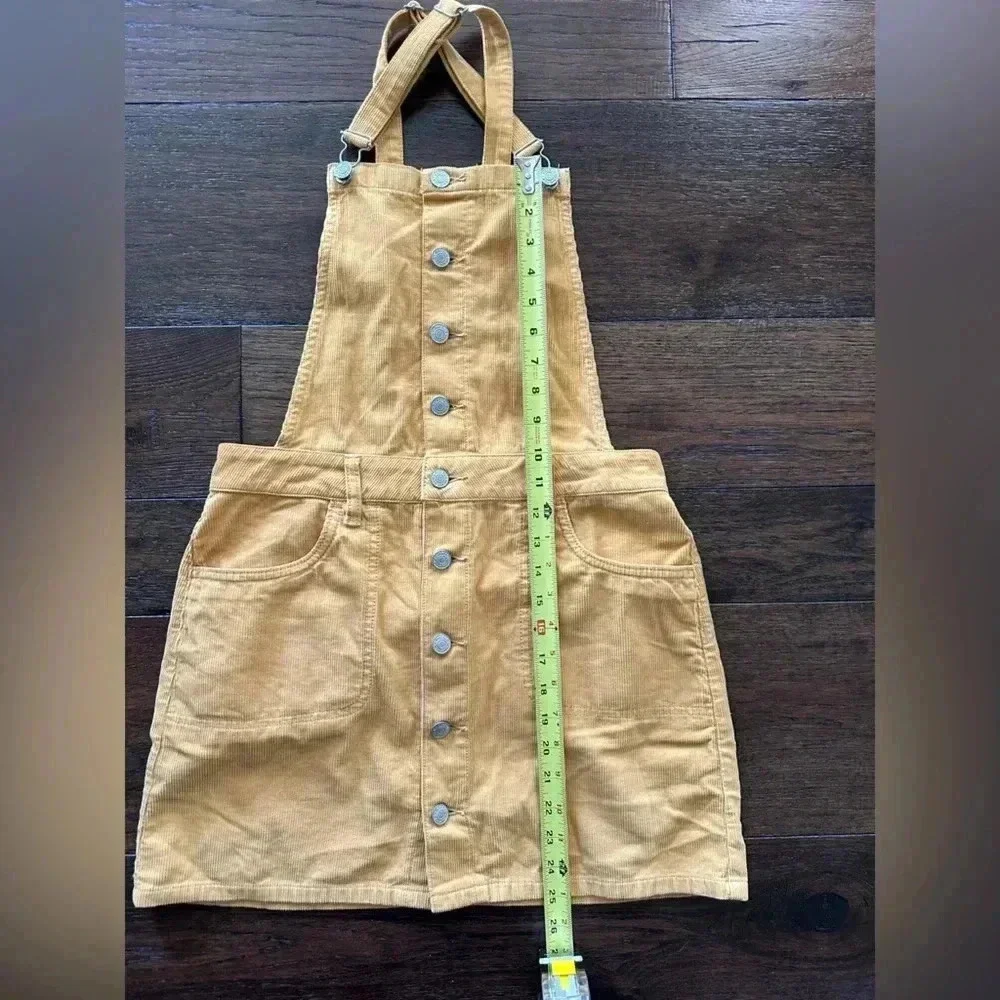 Pacsun Mustard Yellow Corduroy Skirt Bibs- size Medium
